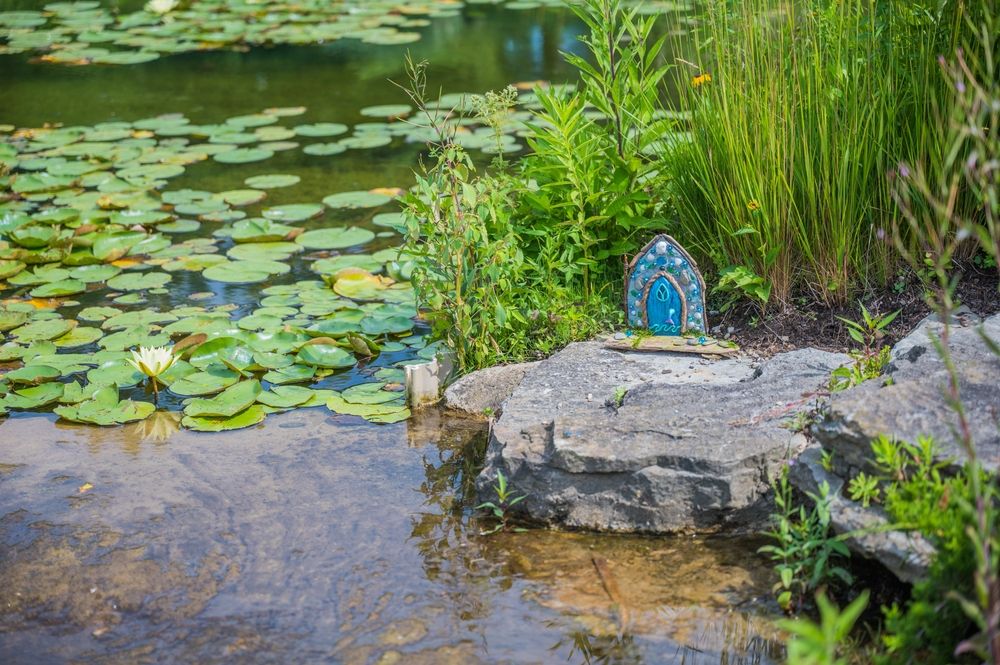 Fairy door near the waters of Holden Arboretum