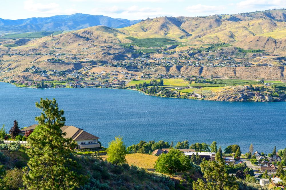 Aerial view of Chelan Lake