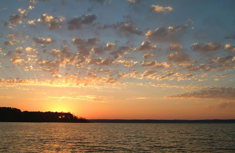 Sunrise reflecting on Lake Fork