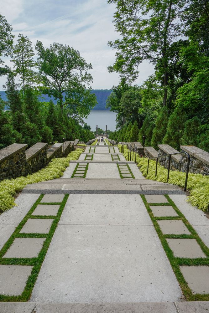 Trail leading to the hudson river at Untermyer Gardens Conservancy