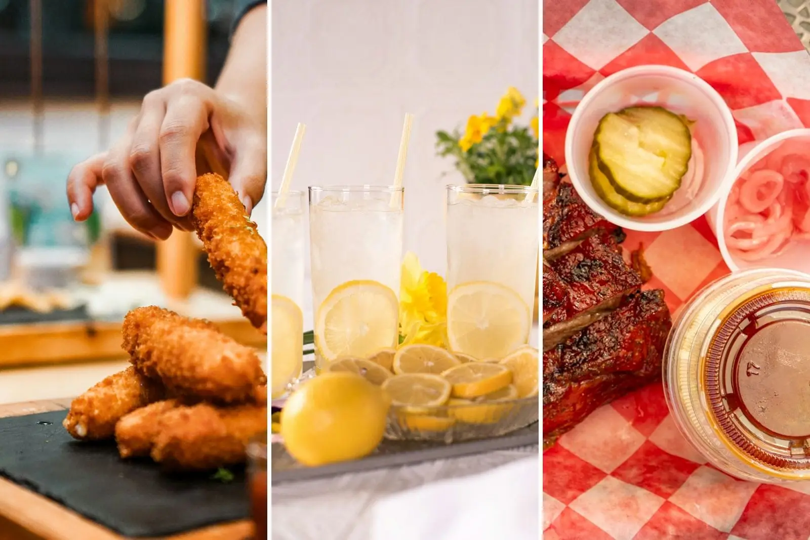 Fried chicken, lemonade and barbecue ribs